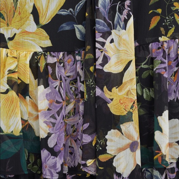 NWT Mango Flowy Floral Tiered printed skirt Midi Belted Chiffon Ruffle - Picture 8 of 12